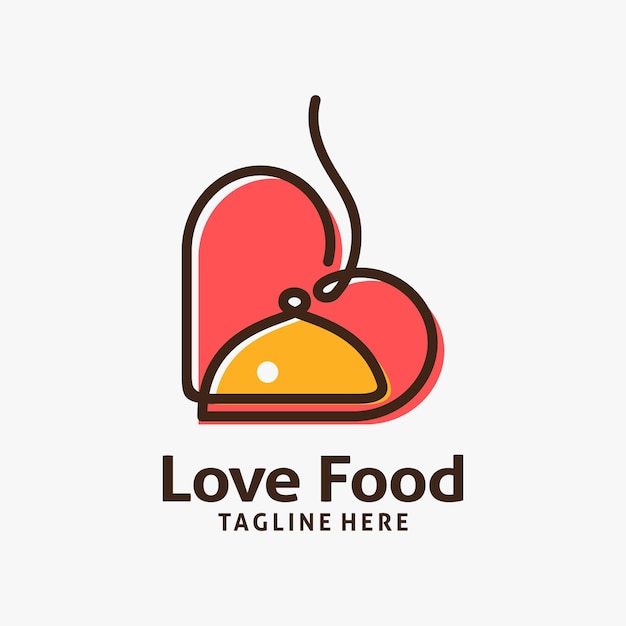 Ilustración de diseño de logotipo de comida de amor