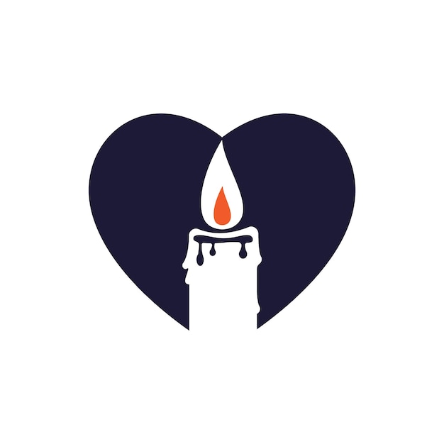 Ilustración del diseño del logotipo del concepto de forma de corazón de vela