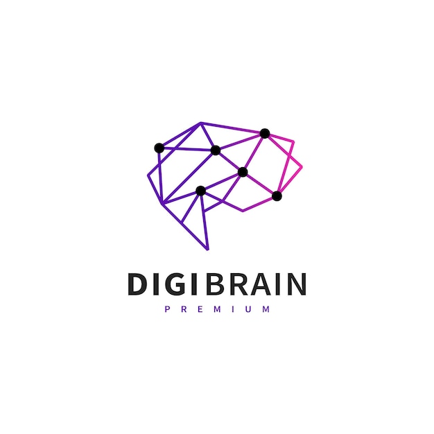 Ilustración del diseño del logotipo de conexión cerebral geométrica