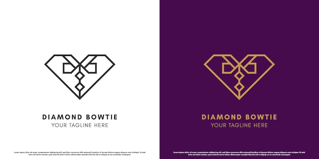 Ilustración de diseño de logotipo de corbata de diamante Línea plana abstracta creativa moderna silueta diamante simple