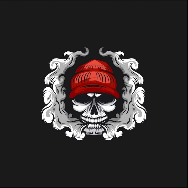 Ilustración de diseño de logotipo de cráneo vape