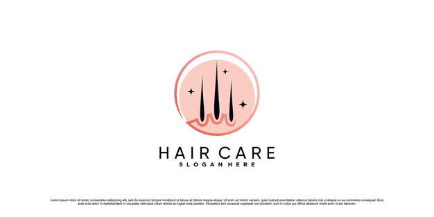 Ilustración de diseño de logotipo de cuidado del cabello con estilo de arte lineal y elemento creativo Vector Premium