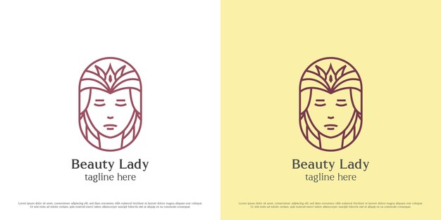 Ilustración de diseño de logotipo de dama de belleza Silueta de reina de belleza femenina peluquería spa de cuidado facial