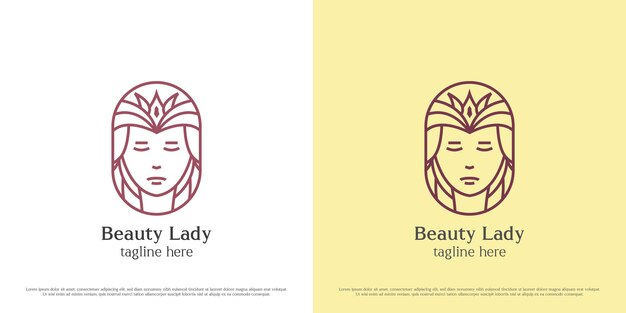 Vector ilustración de diseño de logotipo de dama de belleza silueta de reina de belleza femenina peluquería spa de cuidado facial