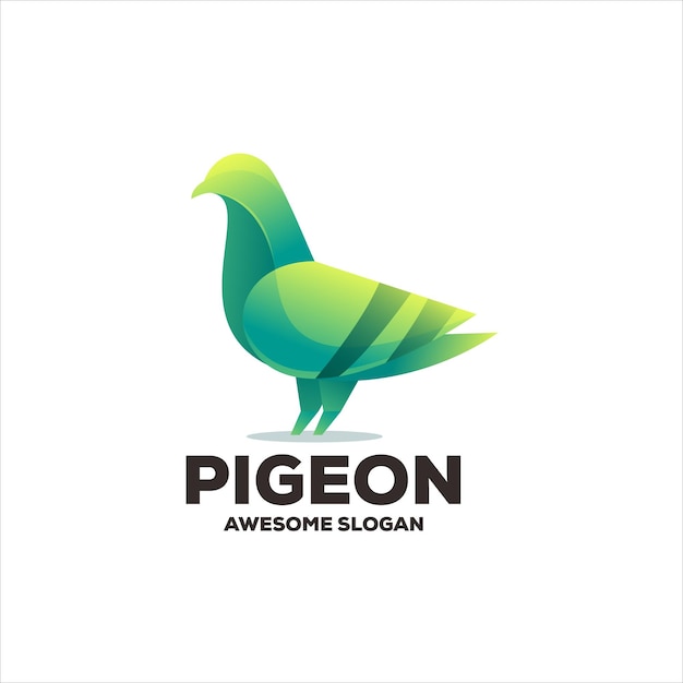 Ilustración de diseño de logotipo degradado de paloma