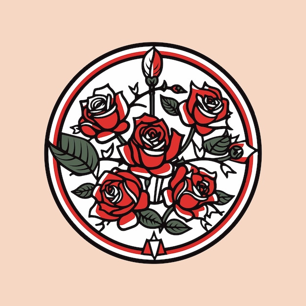 Ilustración de diseño de logotipo dibujado a mano de flor de rosas