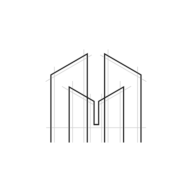 Ilustración del diseño del logotipo del edificio con concepto moderno de vector premium
