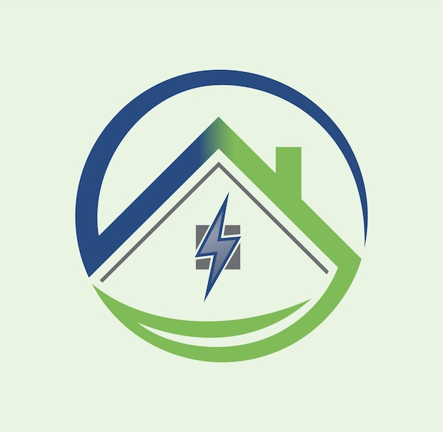 Ilustración de diseño de logotipo de energía verde de casa