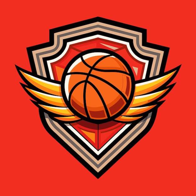 Ilustración del diseño del logotipo del equipo de baloncesto en fondo sólido