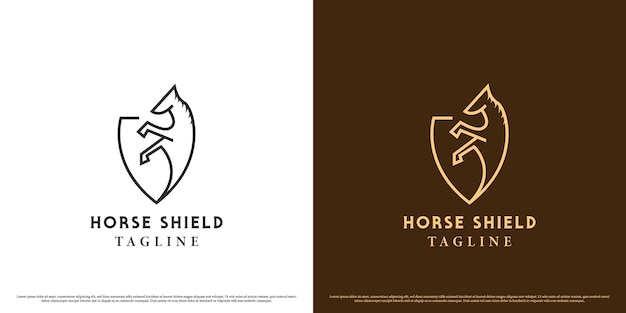 Ilustración de diseño de logotipo de escudo de caballo Icono de silueta de semental de escudo plano abstracto semental simple