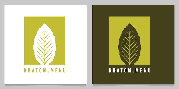 Vector ilustración de diseño de logotipo de espacio negativo de hoja de kratom de mitragyna speciosa