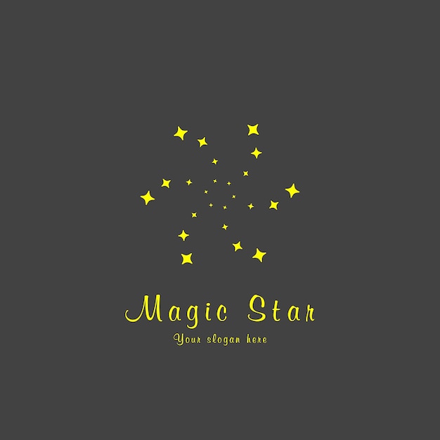 Ilustración de diseño de logotipo de estrella mágica. Símbolo estrella giro forma brillo brillante. pictograma de rotación vectorial