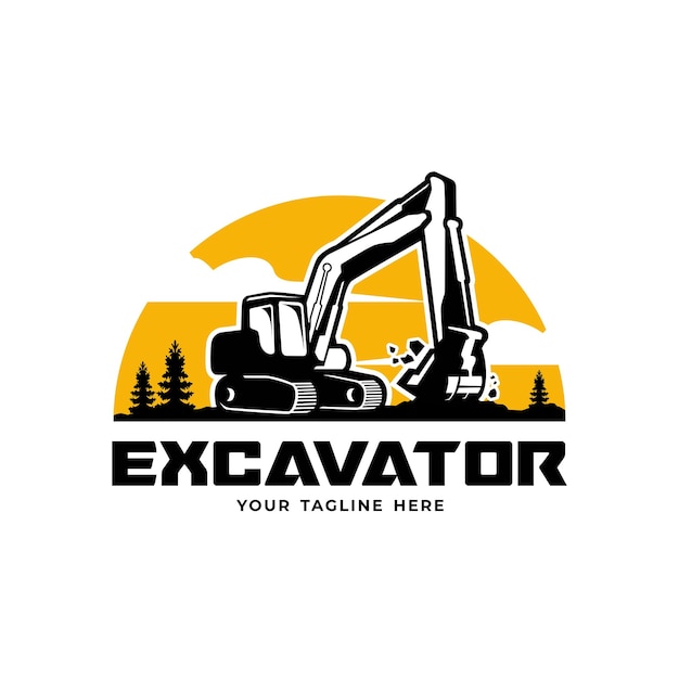 ilustración de diseño de logotipo de excavadora para empresa de construcción