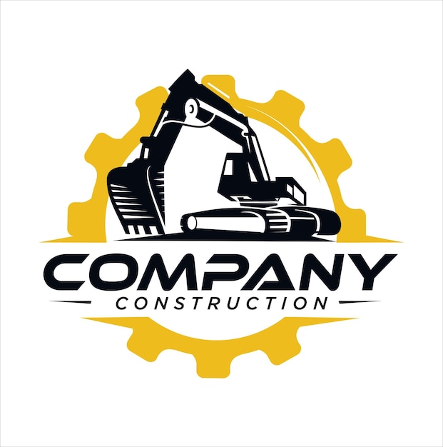 ilustración de diseño de logotipo de excavadora y retroexcavadora