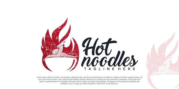 Ilustración de diseño de logotipo de fideos calientes para restaurante de ramen con concepto creativo único vector premium