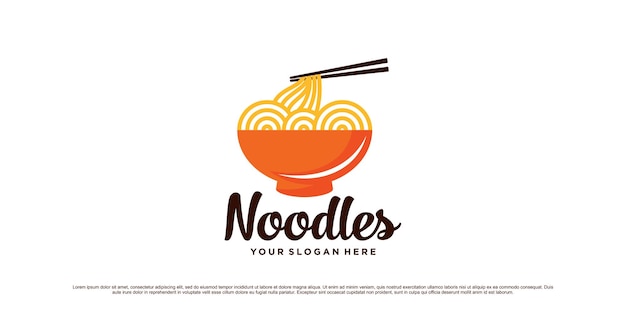 Ilustración de diseño de logotipo de fideos con palillos de tazón y concepto de elemento creativo