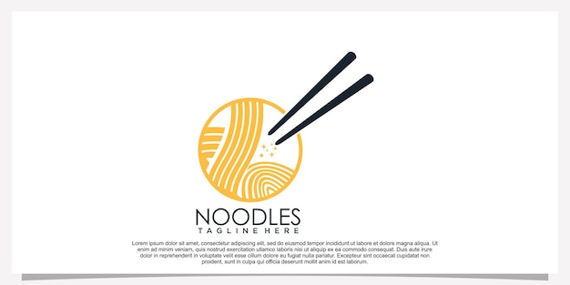 Ilustración de diseño de logotipo de fideos ramen para icono de restaurante con elemento creativo vector premium parte 16