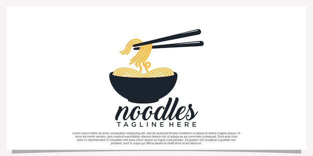 Ilustración de diseño de logotipo de fideos ramen para icono de restaurante con elemento creativo vector premium parte 21