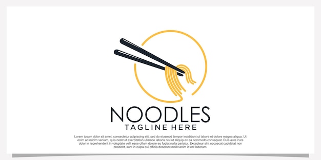 Ilustración de diseño de logotipo de fideos ramen para icono de restaurante con elemento creativo Vector Premium Parte 29