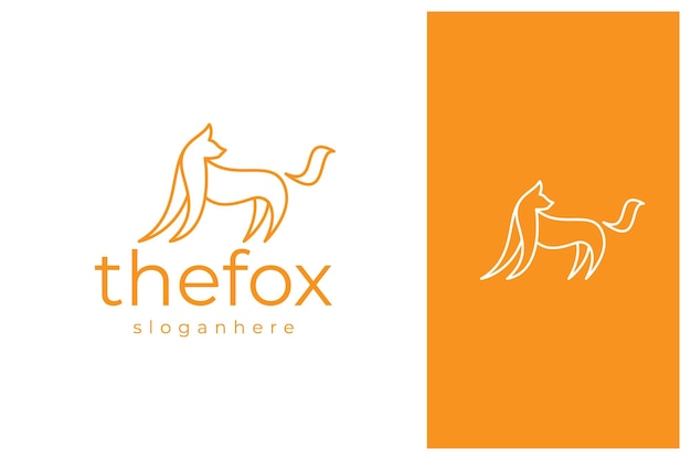 Ilustración de diseño de logotipo de fox simple en estilo de esquema