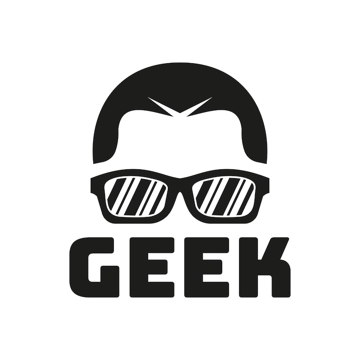 Vector ilustración de diseño de logotipo geek con gafas en estilo plano inspiración de logotipo geek