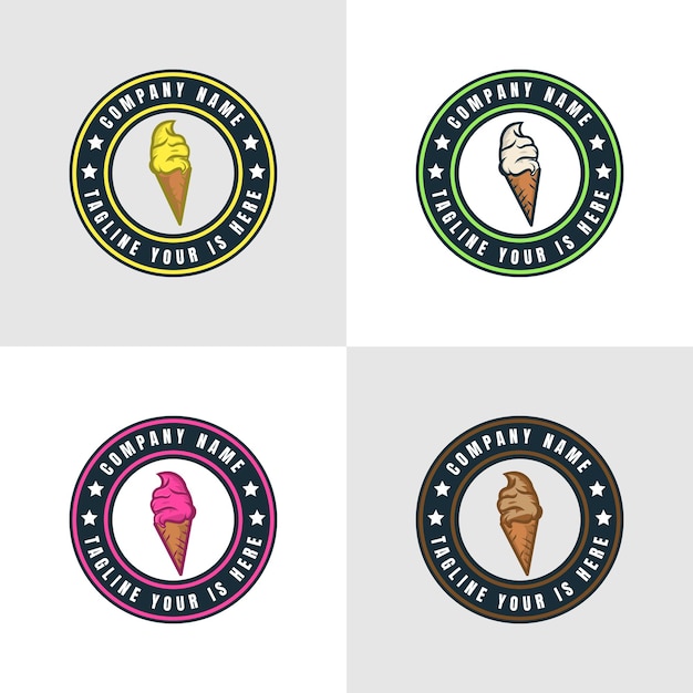 Ilustración de diseño de logotipo de helado