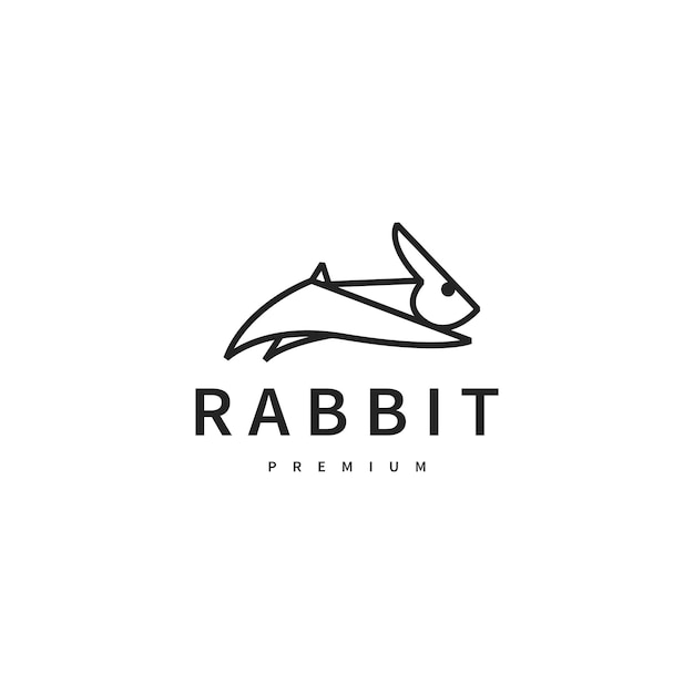 Ilustración del diseño del logotipo del icono del conejo saltando