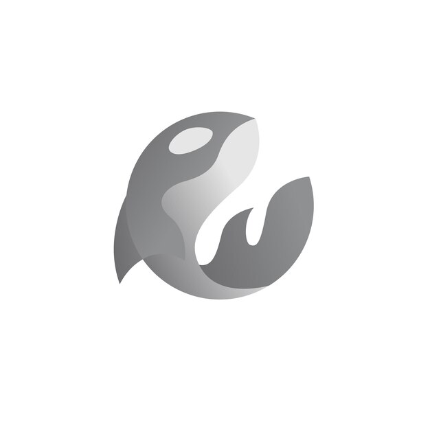 Ilustración del diseño del logotipo del icono de la orca ballena
