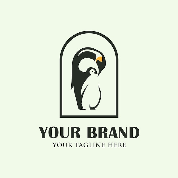 Ilustración de diseño de logotipo de icono de pingüino