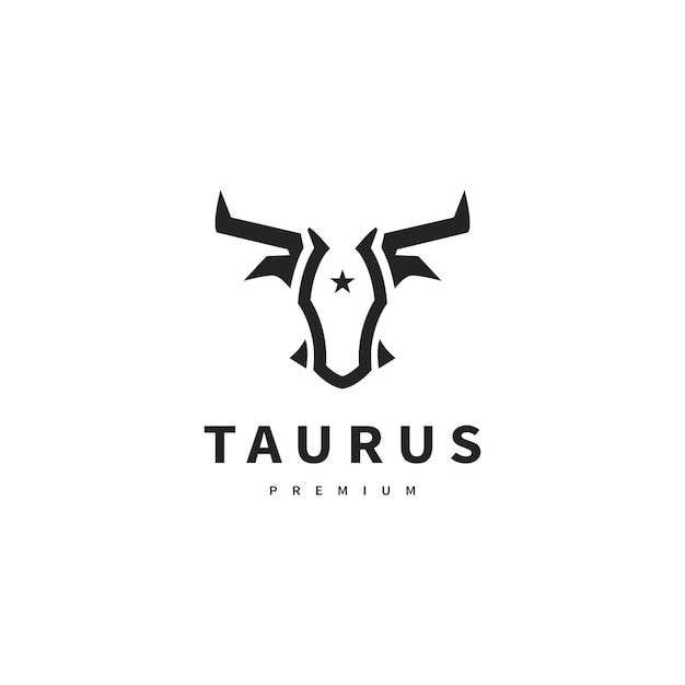 Ilustración del diseño del logotipo del ícono del toro de cuerno largo