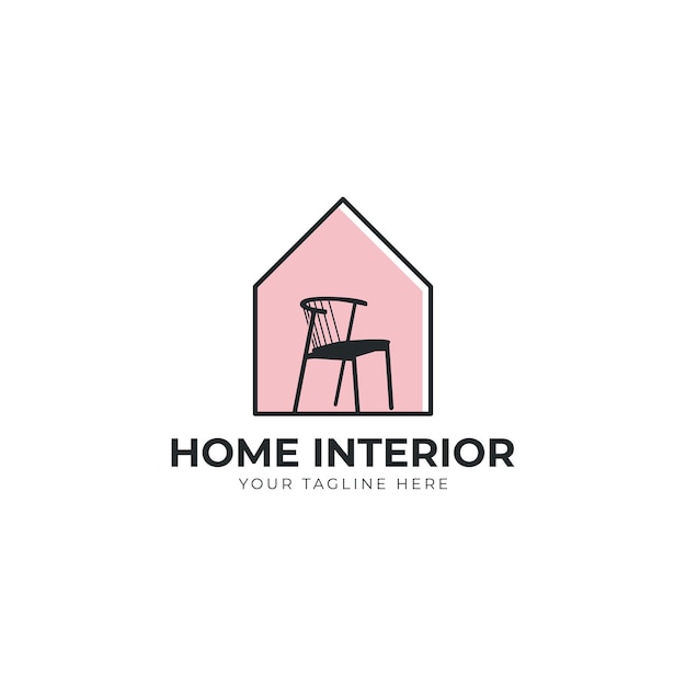 Ilustración de diseño de logotipo interior plantilla de vector de símbolo de casa y muebles