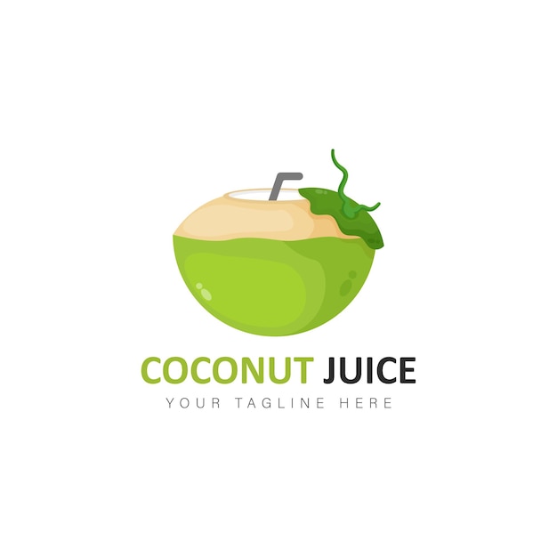 Ilustración de diseño de logotipo de jugo de coco