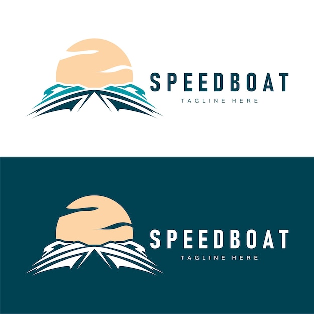 Ilustración del diseño del logotipo de lancha rápida de una plantilla de barco deportivo marca de lancha rápida moderna y sencilla