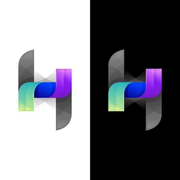 Ilustración de diseño de logotipo letra H simple, letra H colorida