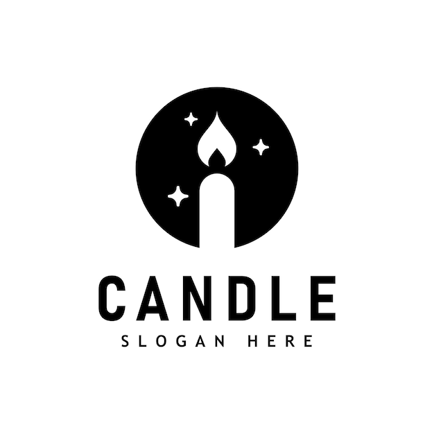 Ilustración de diseño de logotipo de llama de luz de vela