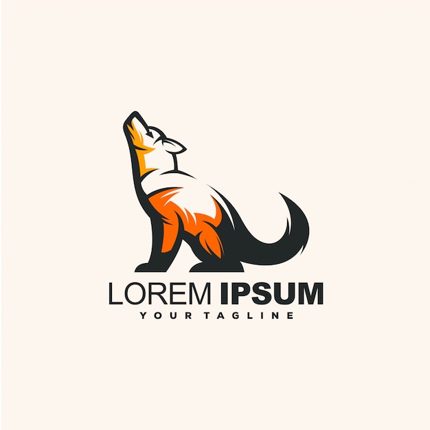 Vector ilustración de diseño de logotipo de lobo impresionante