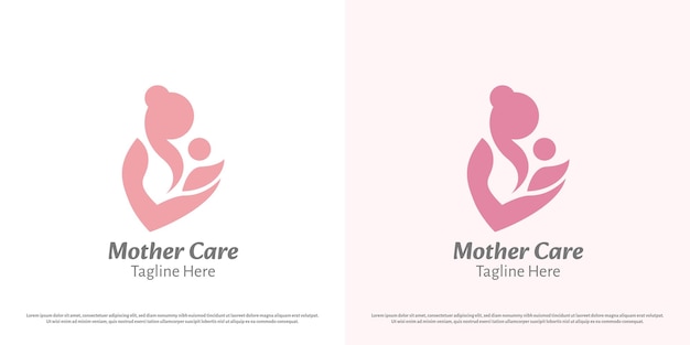 Vector ilustración del diseño del logotipo de la madre bebé silueta de la madre sosteniendo al bebé niño feliz alegre alegre