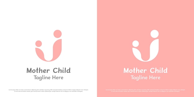 Vector ilustración del diseño del logotipo de la madre y el bebé siluetas de personas padres familia niña maternidad niño hijo