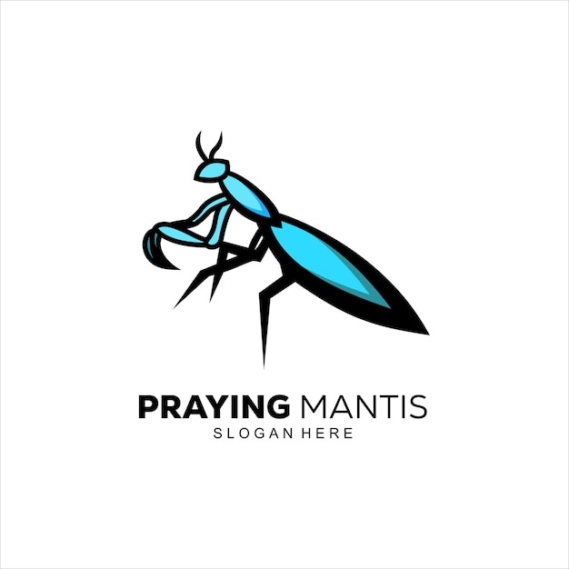 Ilustración de diseño de logotipo de mantis religiosa