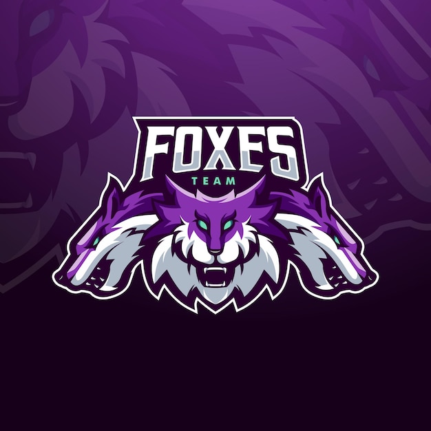 Ilustración de diseño de logotipo de mascota Foxes para el equipo de eSports