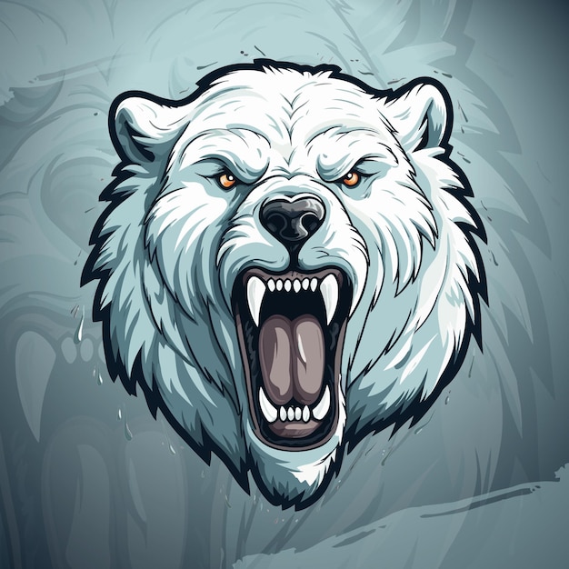 Ilustración Diseño de logotipo de mascota de oso polar para emblema de insignia y estampados de camisetas