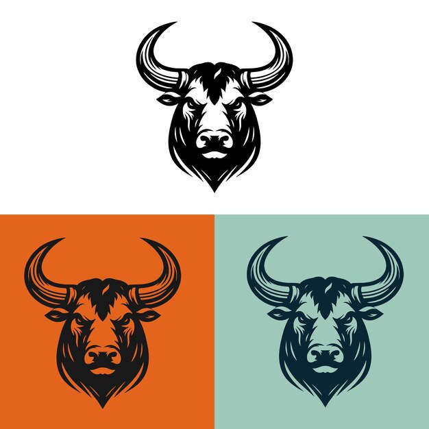 Ilustración de un diseño de logotipo de mascota sencillo con un toro en formato vectorial
