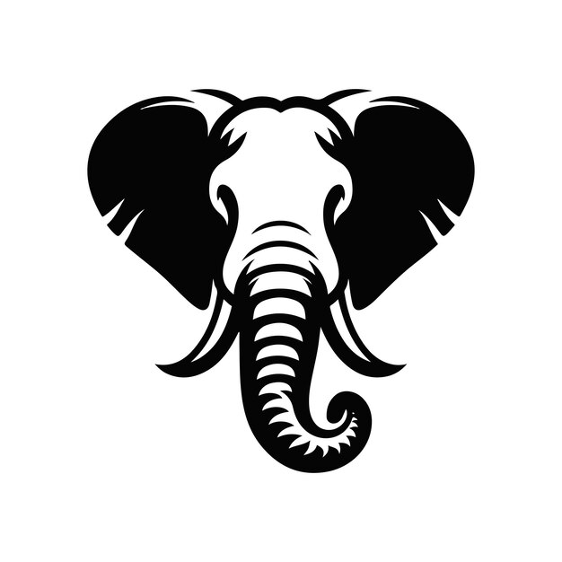 Ilustración de diseño de logotipo de mascota simple elefante