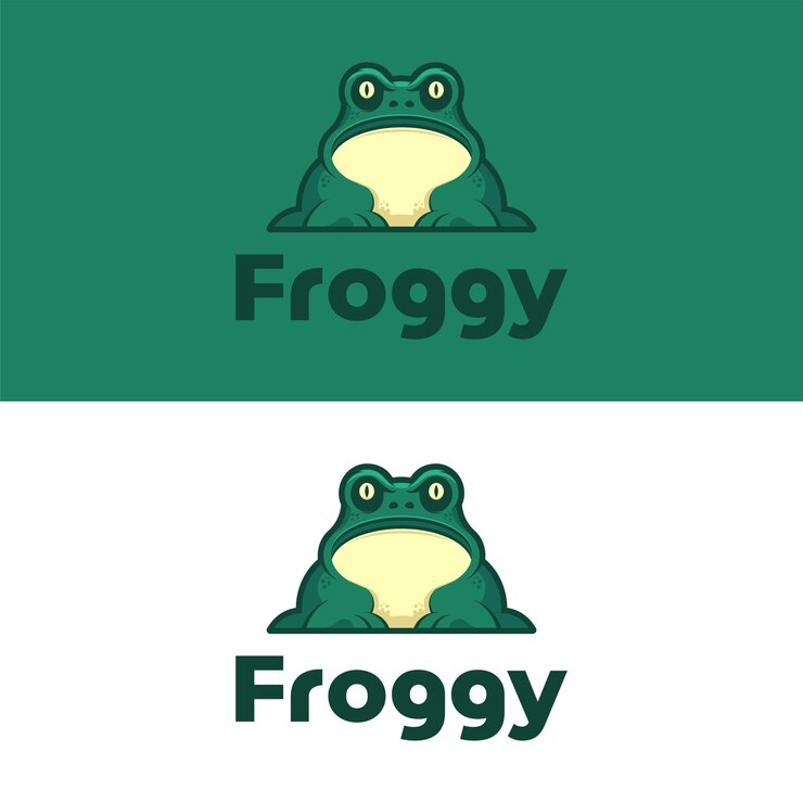 Ilustración de diseño de logotipo de mascota simple de rana