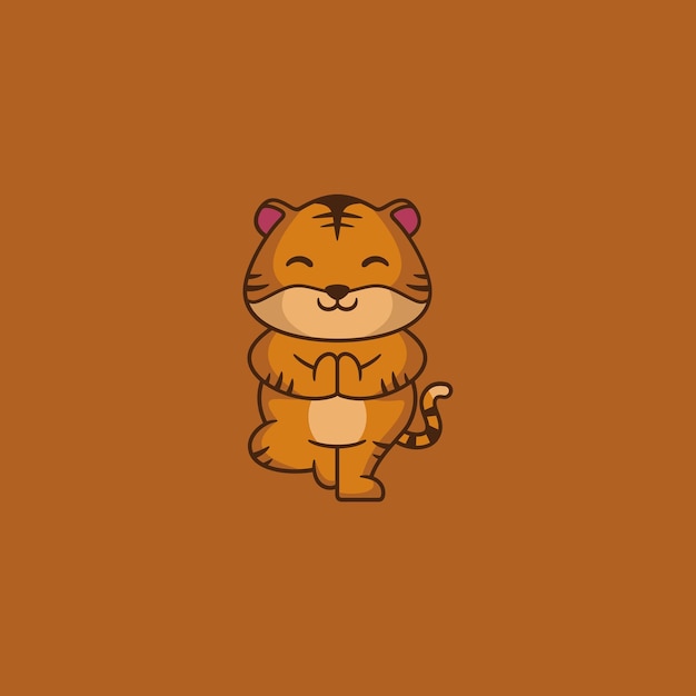 Ilustración de diseño de logotipo de mascota de tigre lindo