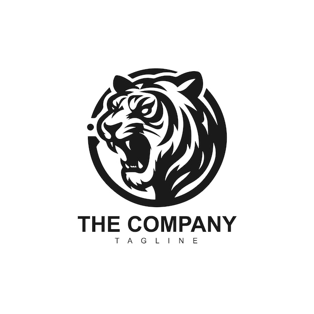 Ilustración del diseño del logotipo de la mascota del tigre simple