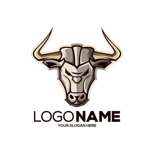 Vector ilustración de diseño de logotipo de mascota de toro dorado