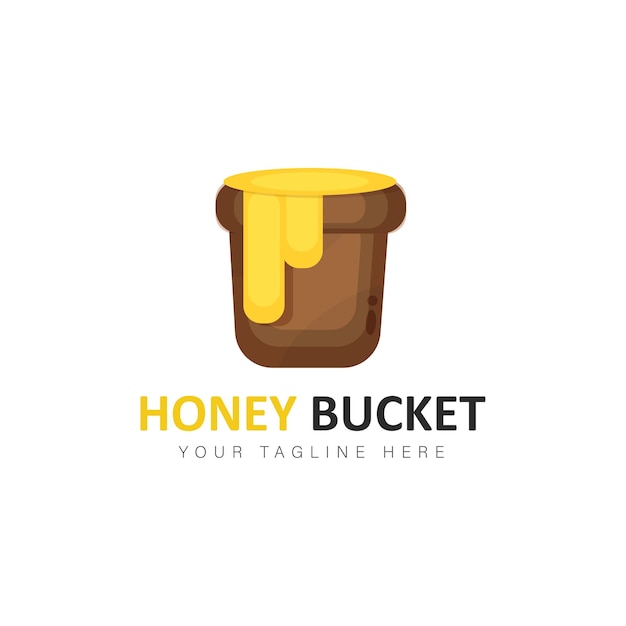 Ilustración de diseño de logotipo de miel en el cubo