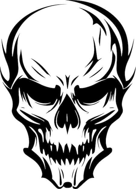 Ilustración del diseño del logotipo monocromático del cráneo