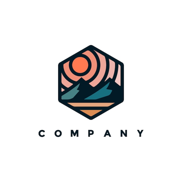 Ilustración de diseño de logotipo de montaña moderna para su empresa o negocio